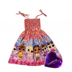 Vestido Infantil Ciganinha - Rosa de Microfibra Digitalizado 100% Poliéster LOL