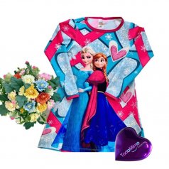 Vestido Suplex Manga Longa Estampado Frozen