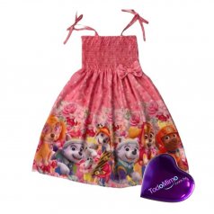 Vestido Infantil Ciganinha - Rosa de Microfibra Digitalizado 100% Poliéster Skye da Patrulha Canina