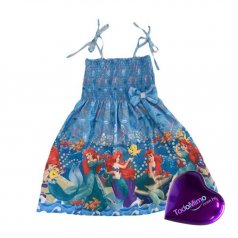 Vestido Infantil Ciganinha - Azul de Microfibra Digitalizado 100% Poliéster Ariel