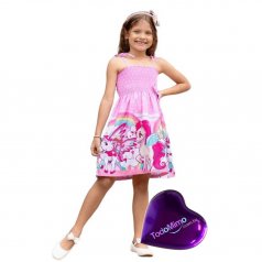 Vestido Infantil Ciganinha - Rosa de Microfibra Digitalizado 100% Poliéster Unicórnios