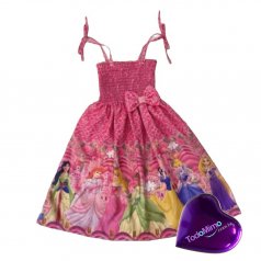 Vestido Infantil Ciganinha - Rosa de Microfibra Digitalizado 100% Poliéster Princesas da Disney