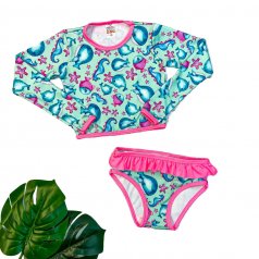 Conjunto Cropped + Calcinha Fundo do Mar com UV 50+