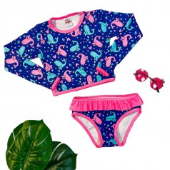 Conjunto Cropped + Calcinha Golfinhos com UV 50+