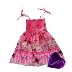 Vestido Infantil Ciganinha - Rosa Floral de Microfibra Digitalizado 100% Poliéster Borboletas