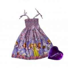 Vestido Infantil Ciganinha - Roxo de Microfibra Digitalizado 100% Poliéster Princesa Sofia   