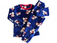 Conjunto Fleece Azul com Estampa da Gatinha Marie - Tecido de Manta de Bebê