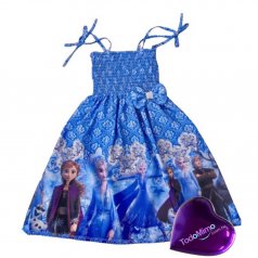 Vestido Infantil Ciganinha -Azul de Microfibra Digitalizado 100% Poliéster Frozen   