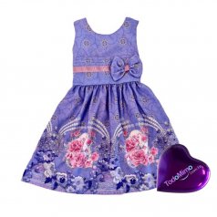 Vestido Infantil Roxo de Microfibra Digitalizado 100% Poliéster – Floral