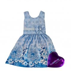 Vestido Infantil Azul de Microfibra Digitalizado 100% Poliéster – Floral