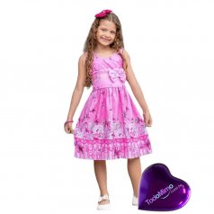  Vestido Infantil Rosa de Microfibra Digitalizado 100% Poliéster – Floral com Borboletas