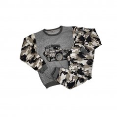 Conjunto de Moletom Pelúciado Camuflado Jeep Cinza