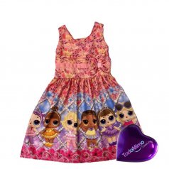 Vestido Infantil Rosa de Microfibra Digitalizado 100% Poliéster – LOL