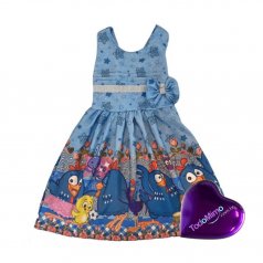 Vestido Infantil Azul de Microfibra Digitalizado 100% Poliéster – Galinha Pintadinha