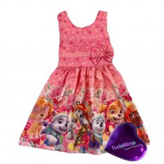 Vestido Infantil Rosa de Microfibra Digitalizado 100% Poliéster – Skye da Patrulha Canina